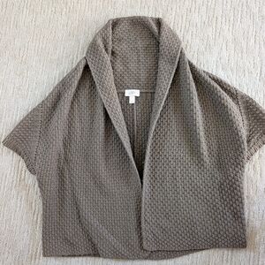 Loft Brown Knit Cardigan Short Sleeve Cowl Medium